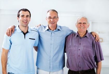 Portrait of three generations male.