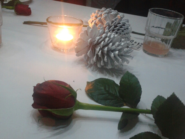 candle and rose