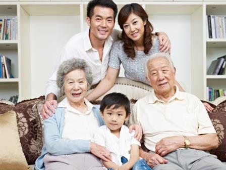 Asian family group